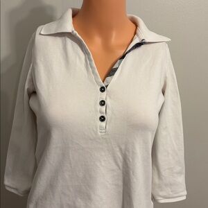 Burberry White 3/4 Sleeve Top